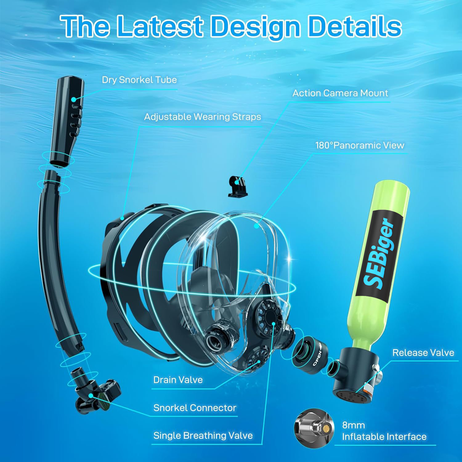 SEBIger 0.5L Diving diving tan – обзор и цена Freediving Mask Set